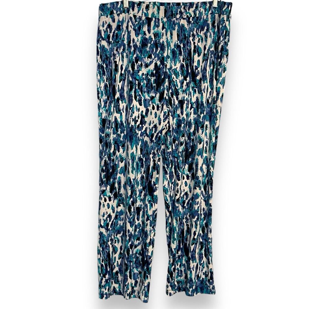 Valerie Stevens Pull On Pants Womens XL Multicolor Stretch All Over Print Casual